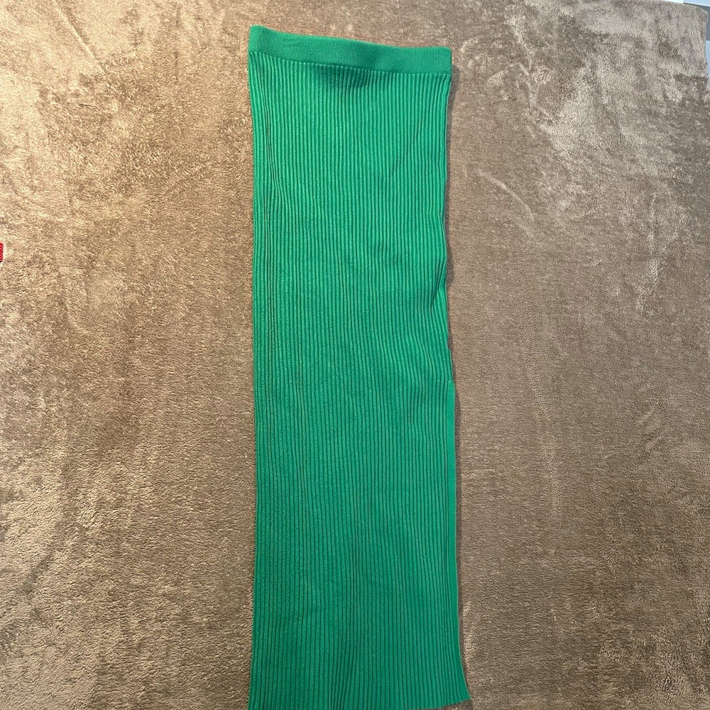 Princess Polly Skirt Womens L/XL Kelly Green Ribbed Knit Pencil Stretch Slit